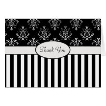 Black & White Striped Baroque Greeting Card