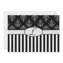 Black & White Striped Baroque Invite