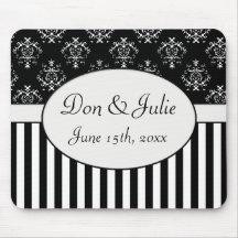 Black & White Striped Baroque Mousepad