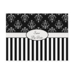 Black & White Striped Baroque Save The Date Post Card