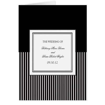 Black & White Striped Wedding Ceremony Programs Greeting Cards