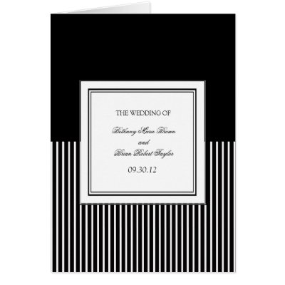 Black White Striped Wedding Ceremony Programs Greeting Cards by noteworthy