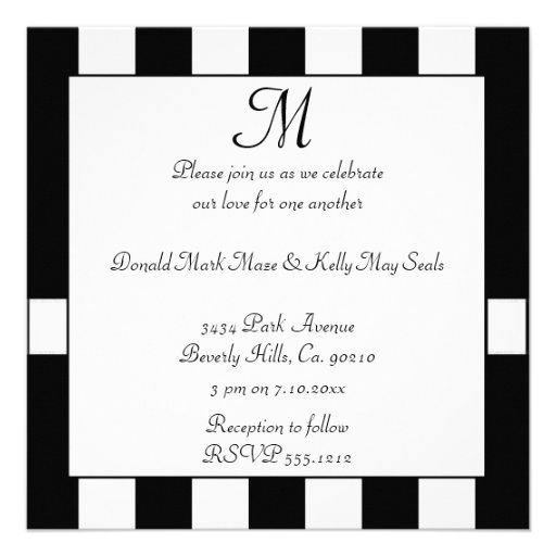Black & White Striped Wedding Classic Announcement