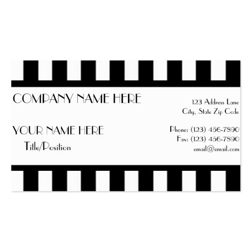 Black & White Stripes Business Card Template (front side)