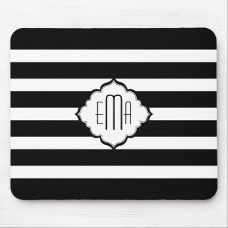 Black & White Stripes Geometric Pattern 2 Mouse Pad