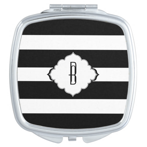Black & White Stripes Geometric Pattern 2 Mirrors For Makeup Black & White Stripes Geometric Pattern 2 Mirrors For Makeup