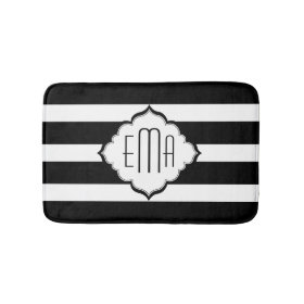 Black & White Stripes Geometric Pattern Bath Mats