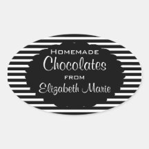 Black & White Stripes-Homemade Oval Sticker