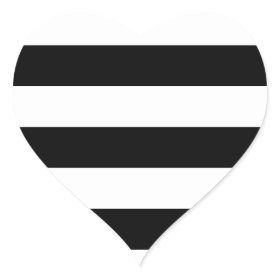 black white stripes pattern heart sticker