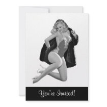 Black & White Style Pin-Up Girl 12 invitations