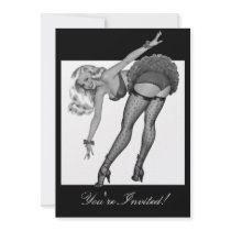 Black & White Style Pin-Up Girl 19 invitations