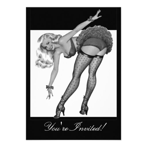 Black & White Style Pin-Up Girl 19 Personalized Invite
