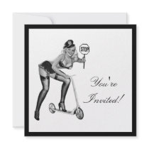 Black & White Style Pin-Up Girl 1 invitations