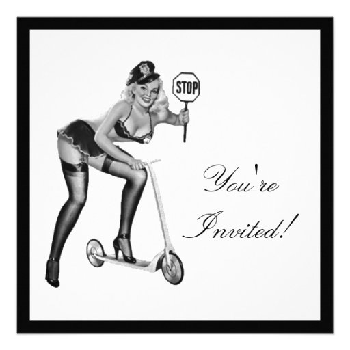 Black & White Style Pin-Up Girl 1 Invitations