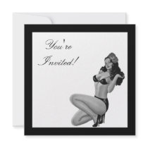 Black & White Style Pin-Up Girl 20 invitations
