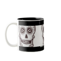 Black & White Sugar Skull Trilogy Mug by DawnyBelle Black & White Sugar Skull Trilogy Mug