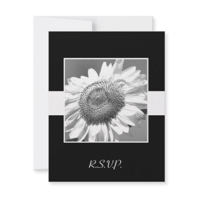 Black & White Sunflower RSVP Wedding Invitation by henishouseofpaper