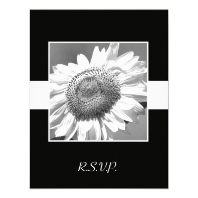 Black & White Sunflower RSVP Wedding Invitation