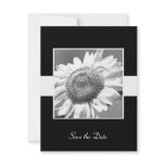 Black &amp; White Sunflower Save the Date Card Custom Invite