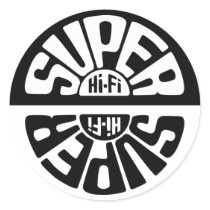 Black/White Super Hi-Fi Sticker Round by superhifirecords Black/White Super Hi-Fi Sticker Round