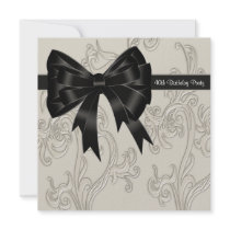 Black White Swirl 40th Birthday Party Announcement
