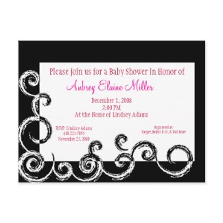 Black & White Swirl Baby Shower Invitation postcard