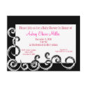 Black & White Swirl Baby Shower Invitation postcards by thebabystore Black & White Swirl Baby Shower Invitation postcards