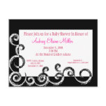 Black &amp; White Swirl Baby Shower Invitation Postcard