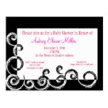 Black & White Swirl Baby Shower Invitation Postcard