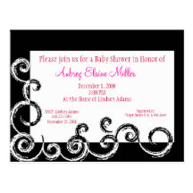 Black & White Swirl Baby Shower Invitation Postcard