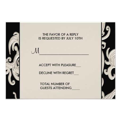 Black White Swirl Birthday Party SVP Invite