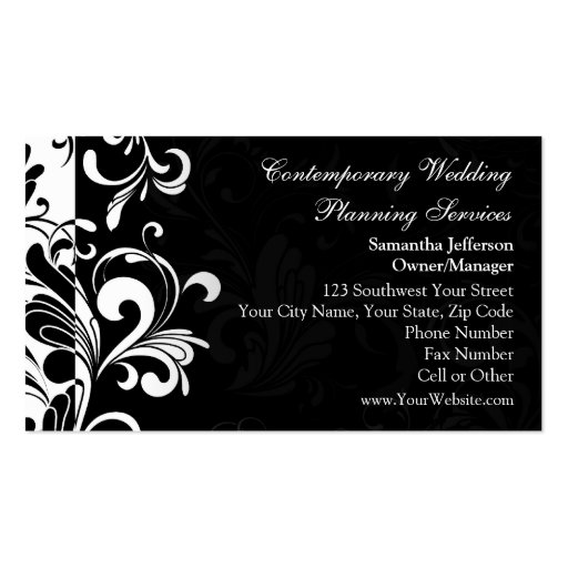 Black/White Swirl Business Cards (front side)