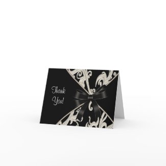 Black White Swirl Thank You Cards card