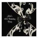 Black White Swirl Womans 40th Birthday Party Personalized Invite