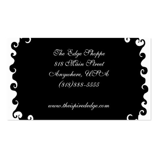 Black & White Swirls Business Card (front side)