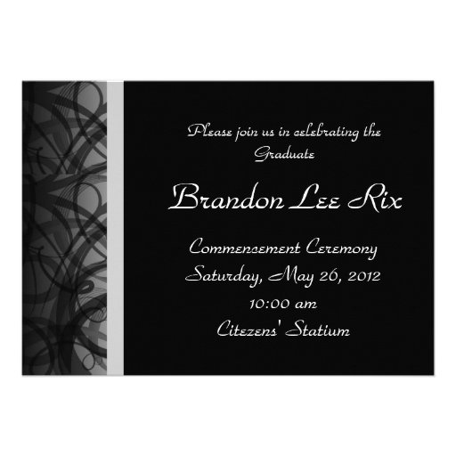Black & White Swirls Graduation Announcement