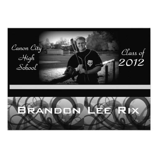 Black & White Swirls Graduation Announcement