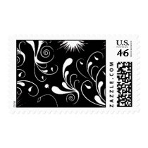 black white swirls postage