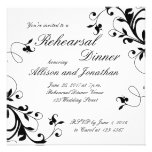Black White Swirls Rehearsal Dinner Invitation