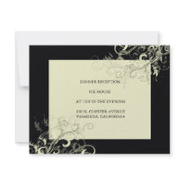 Black + white Swirls wedding reception cards invitations by custom_stationery Black + white Swirls wedding reception cards invitations