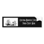 Black & White Swirly Landscape Trees Fruit Hills Bumper Sticker
