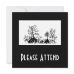 Black & White Swirly Landscape Trees Fruit Hills Custom Invite
