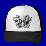 Black White TATTOO BUTTERFLY rough tough graphics hats