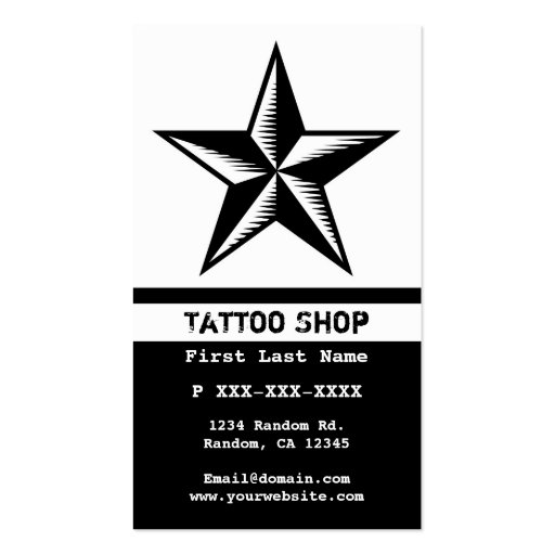 Black white tattoo star custom business cards