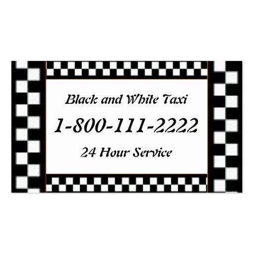 Black, White, Taxi Business Card (back side)