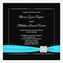 Black White Teal Silve Wedding invitations