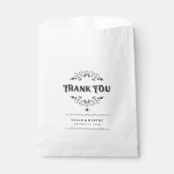 Black & White Thank You Floral Spider Halloween Favor Bags by juliea2010 at Zazzle