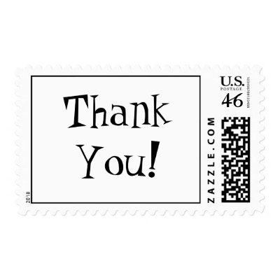 Black White Thank You! Postage Stamp