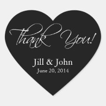 Black White Thank You Wedding Favor Stickers