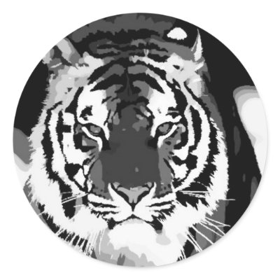 Black & White Tiger Pop Art Sticker by made_in_atlantis